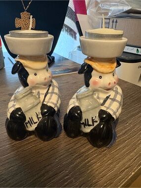 Ceramic Cow Milk Bottle candle holders Set of 2
